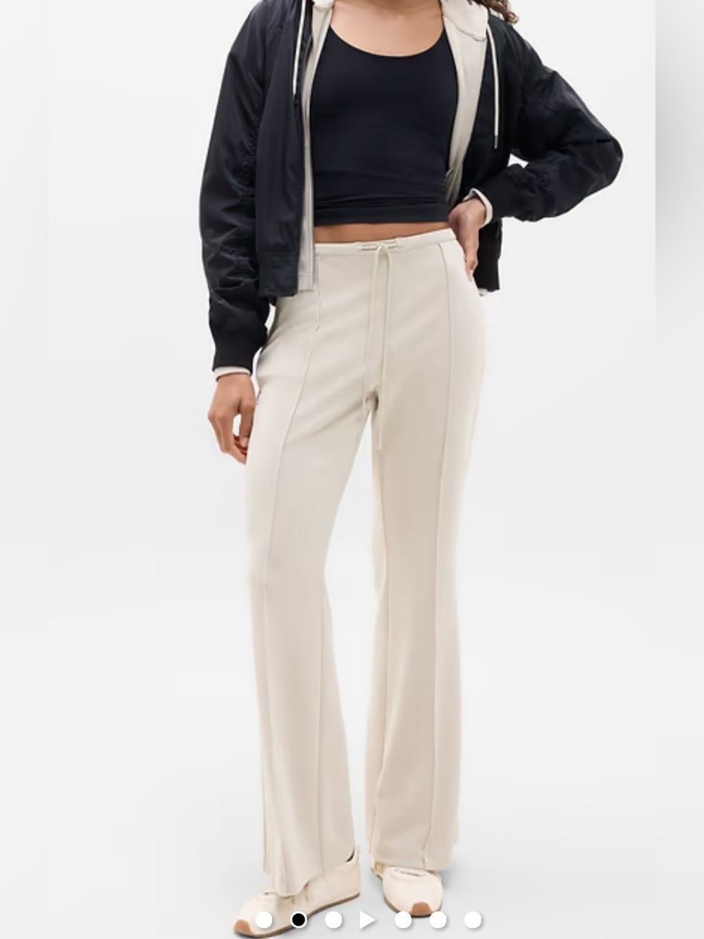 Athleta SeaSoft Pintuck Pant Cream Wide-Leg Drawstring Pants NWT - Picture 2 of 14